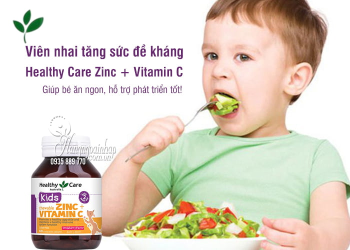 Viên nhai tăng sức đề kháng Healthy Care Zinc + Vitamin C 60 1