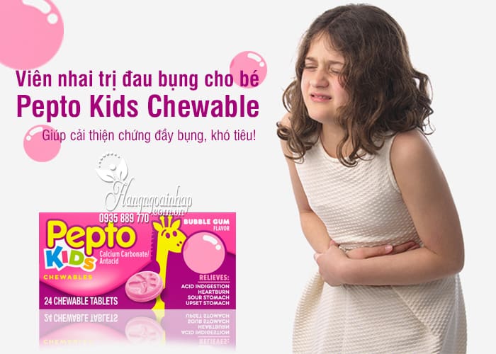 Viên nhai trị đau bụng cho bé Pepto Kids Chewable 24 viên 1