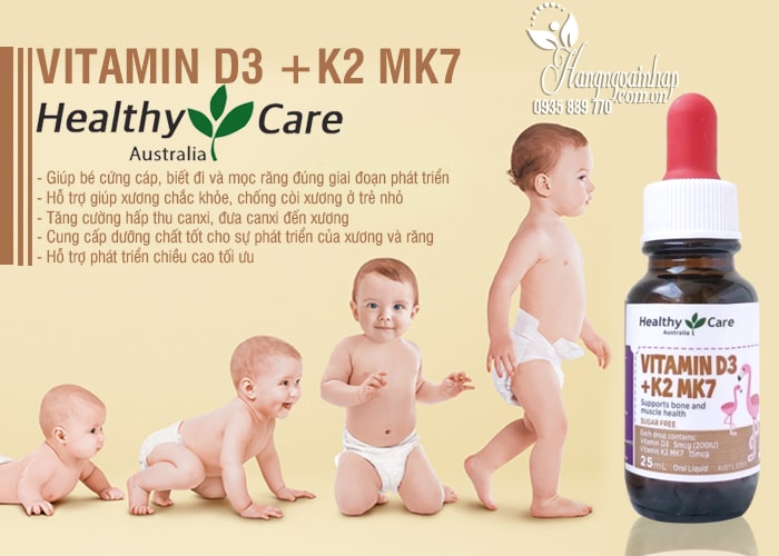Vitamin D3 K2 MK7 Healthy Care 25ml cho trẻ sơ sinh 8