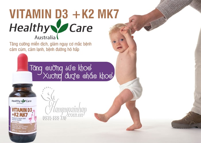 Vitamin D3 K2 MK7 Healthy Care 25ml cho trẻ sơ sinh 1