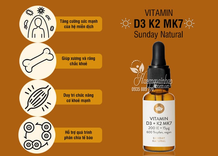 Vitamin D3 K2 MK7 Sunday Natural của Đức 20ml cho trẻ em 7