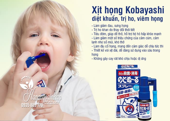 Xịt họng Kobayashi 15ml diệt khuẩn, trị ho, viêm họng 2