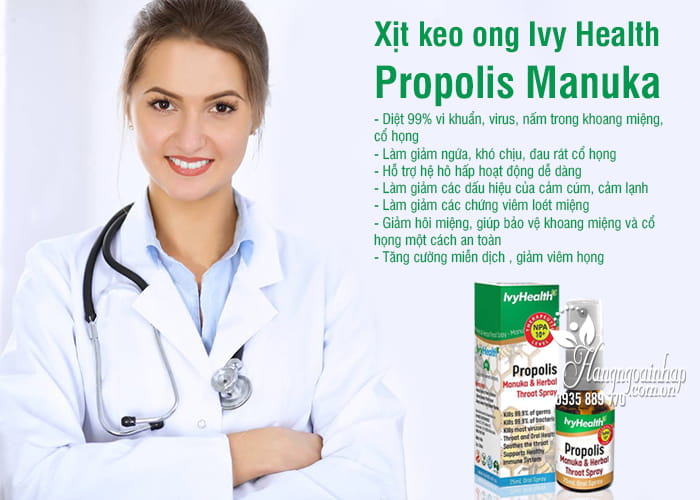 Xịt keo ong Ivy Health Propolis Manuka 25ml của Úc 2