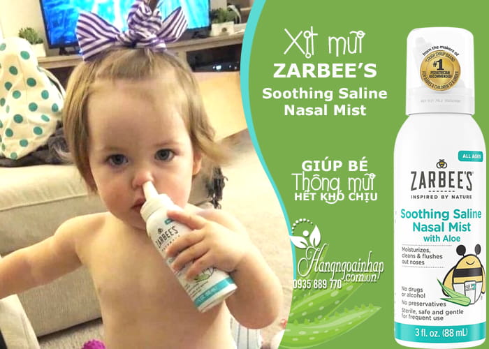 Xịt mũi Zarbee’s Soothing Saline Nasal Mist 88ml của Mỹ 1