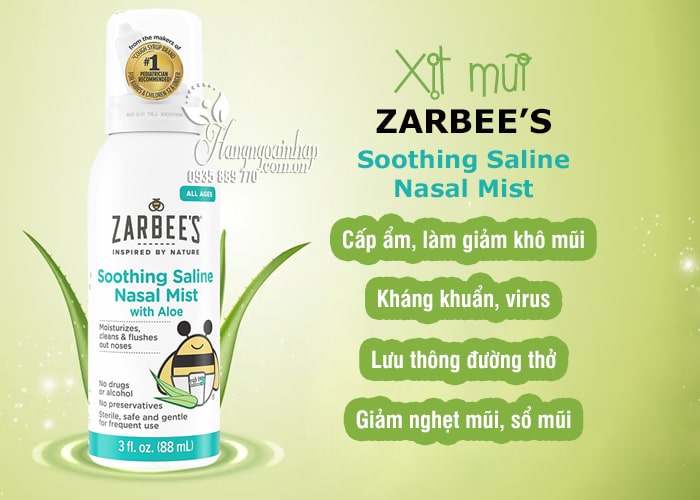 Xịt mũi Zarbee’s Soothing Saline Nasal Mist 88ml của Mỹ 5