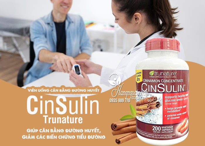 Viên uống cân bằng đường huyết Cinsulin Trunature 200 viên 12