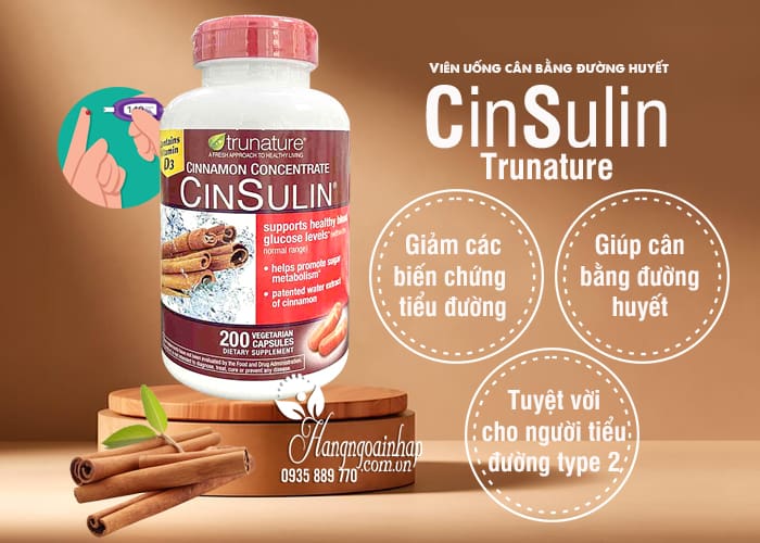 Viên uống cân bằng đường huyết Cinsulin Trunature 200 viên 23