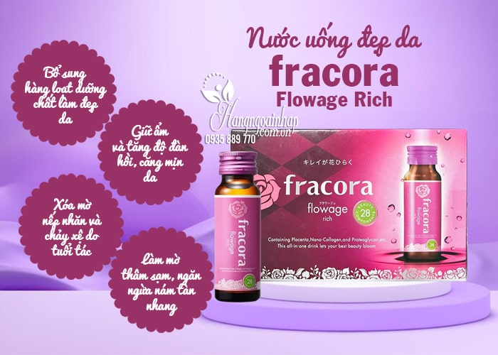 Nước uống đẹp da Fracora Flowage Rich của Nhật Bản 10 chai 7