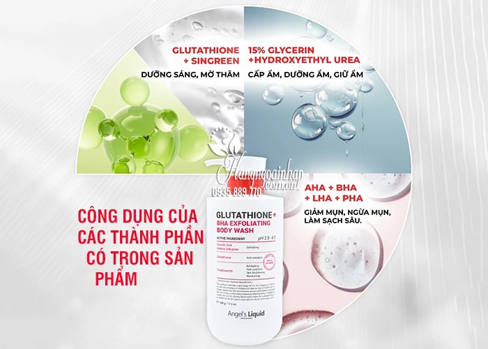 Sữa tắm Glutathione BHA Exfoliating Body Wash 500ml Hàn Quốc 9