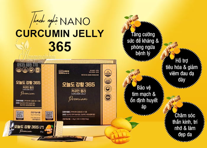Thạch nghệ nano Curcumin Jelly 365 vị xoài Hộp 30 gói 9