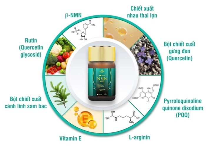 Viên uống trẻ hóa tế bào Biken NMN 9000 Noah Legend 90 viên