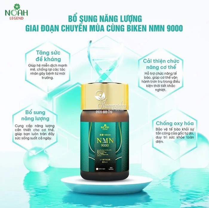 Viên uống trẻ hóa tế bào Biken NMN 9000 Noah Legend 90 viên 5