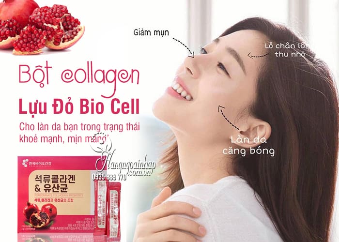 Bột collagen hồng lựu Bio Cell Hàn Quốc - hộp 30 gói x 2g 9