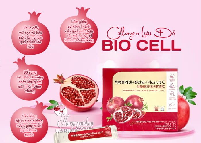Bột collagen lựu đỏ Bio Cell Hàn Quốc - Hộp 30 gói x 2g 2