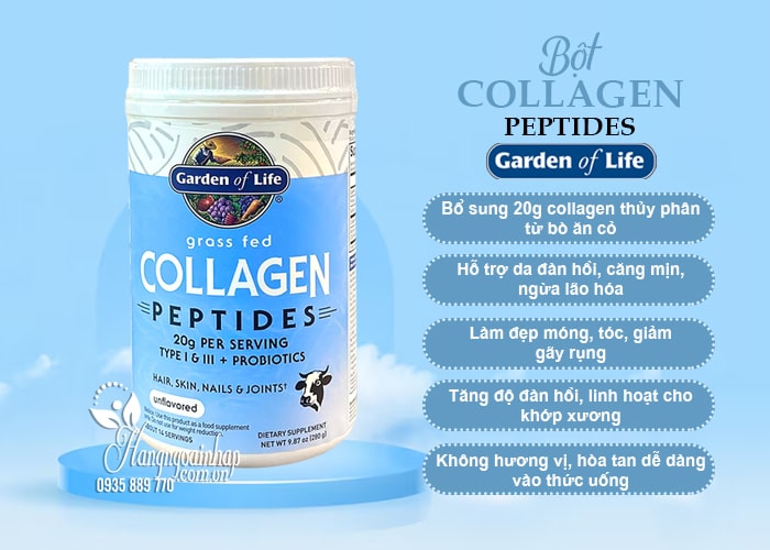 Bột Collagen Peptides Garden Of Life Grass Fed 280g của Mỹ 7