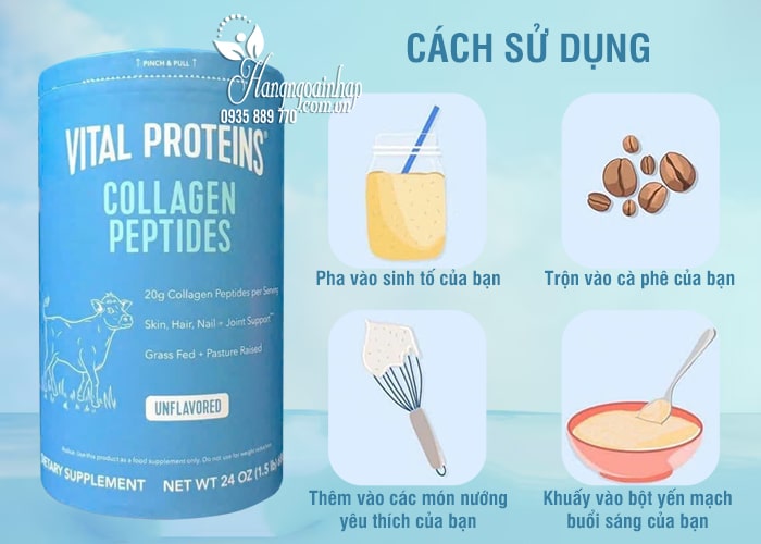 Bột collagen Vital Proteins Collagen Peptides Unflavored của Mỹ 89