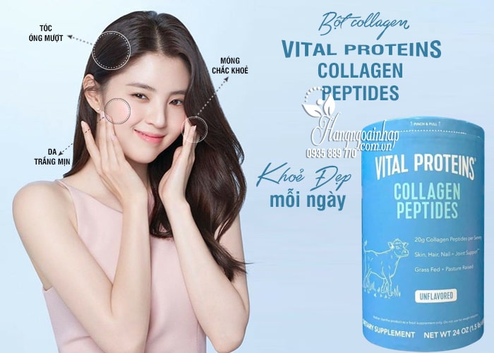 Bột collagen Vital Proteins Collagen Peptides Unflavored của Mỹ 1