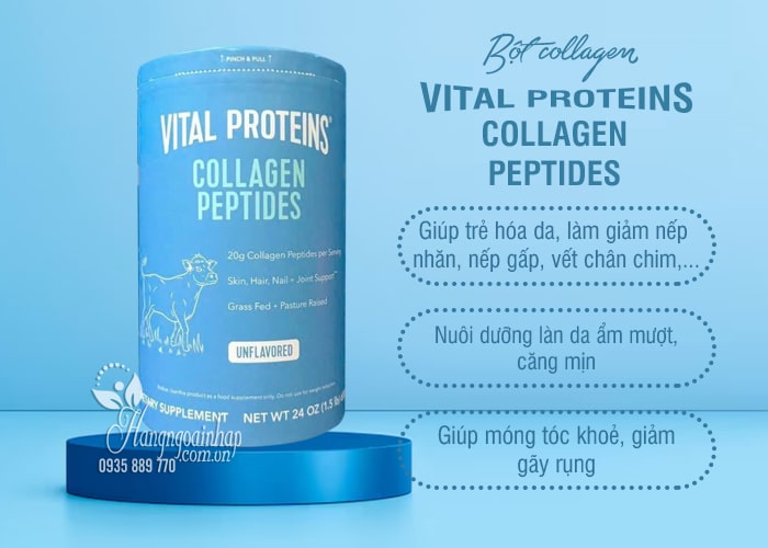 Bột collagen Vital Proteins Collagen Peptides Unflavored của Mỹ 2