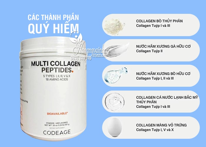 Bột uống Hydrolyzed Multi Collagen Peptides CodeAge 567g  8