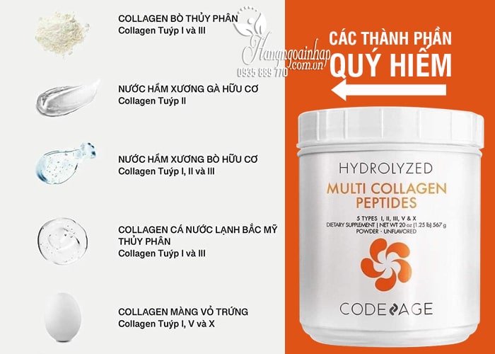 Bột uống Hydrolyzed Multi Collagen Peptides CodeAge 567g  9