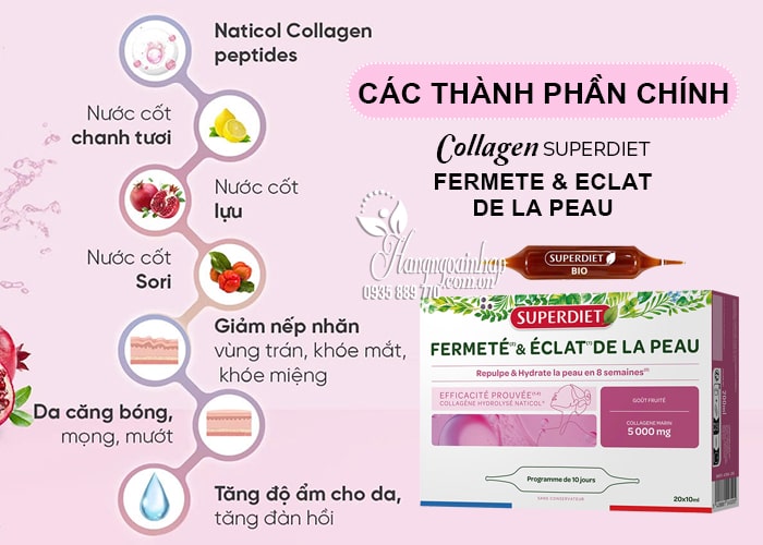 Collagen Superdiet 5000mg Fermete & Eclat De La Peau 20 ống 56