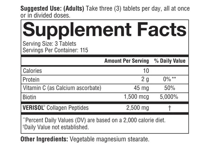 Collagen thủy phân Youtheory Verisol Collagen 345 Tablets Mỹ 2