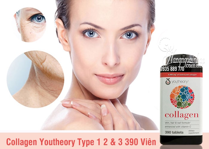 Collagen Youtheory Type 1 2 & 3 390 Viên Của Mỹ-Collagen Không Biến Tính 1