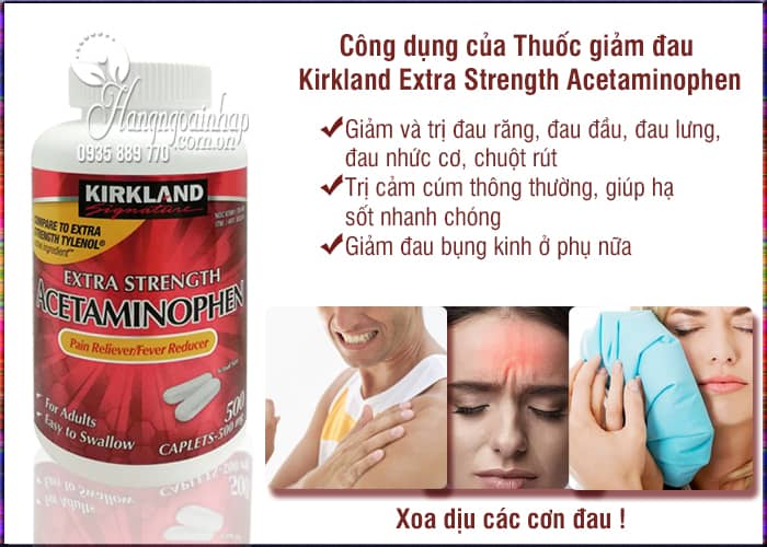 Thuốc giảm đau Kirkland Extra Strength Acetaminophen 500mg 3