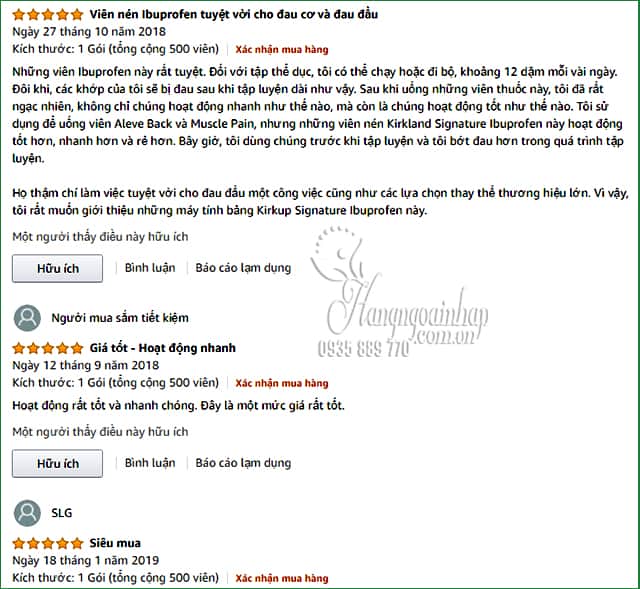 Viên giảm đau hạ sốt Kirkland Ibuprofen 200mg 500 viên Mỹ 1
