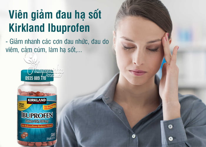 Viên giảm đau hạ sốt Kirkland Ibuprofen 200mg 500 viên Mỹ 3