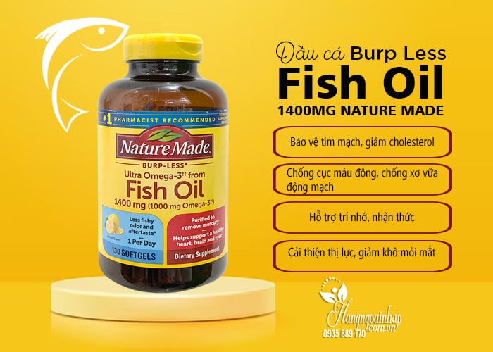 Dầu cá Burp Less Fish Oil 1400mg Nature Made của Mỹ 130 viên 4