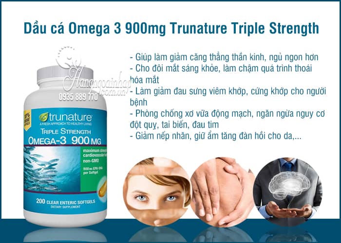 Dầu cá Omega 3 900mg Trunature Triple Strength 200 viên của Mỹ 4