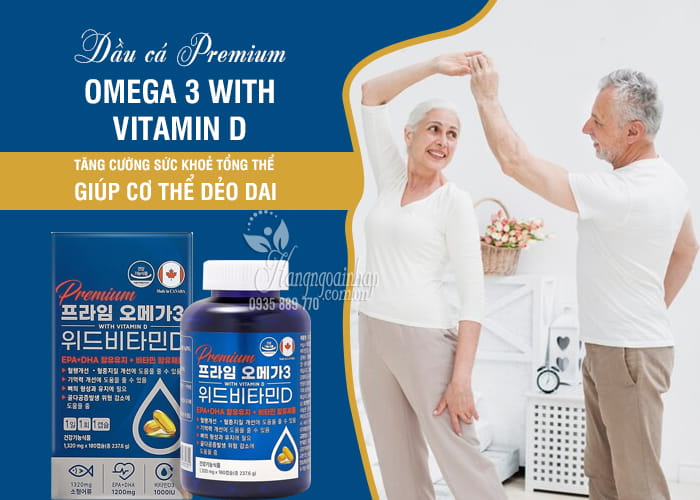 Dầu cá Premium Omega 3 With Vitamin D 180 viên Hàn Quốc 1