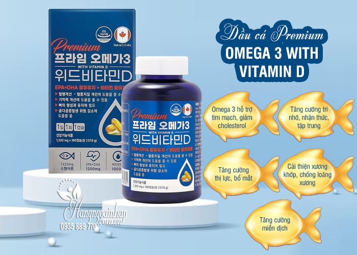 Dầu cá Premium Omega 3 With Vitamin D 180 viên Hàn Quốc 6