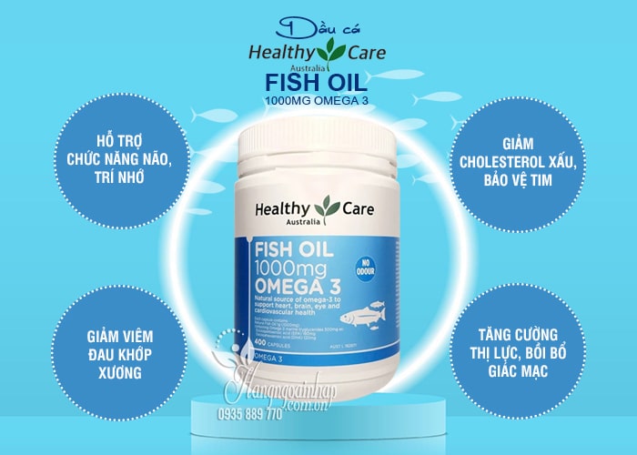 Viên uống dầu cá Fish Oil 1000mg Omega 3 Healthy Care của Úc 33