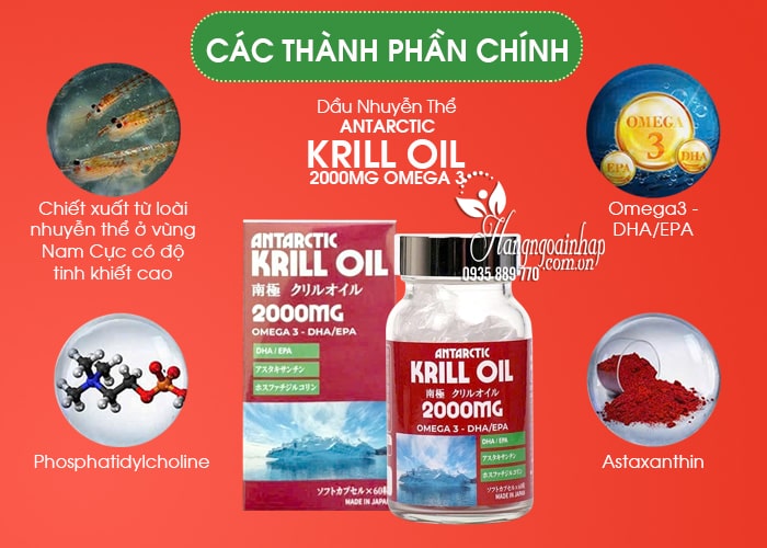 Dầu nhuyễn thể Antarctic Krill Oil 2000mg Omega 3 Nhật Bản 68