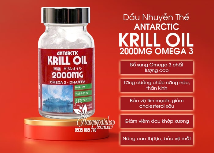 Dầu nhuyễn thể Antarctic Krill Oil 2000mg Omega 3 Nhật Bản 47