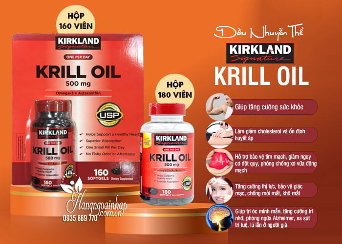 Dầu nhuyễn thể Kirkland Krill Oil 500mg 160 viên của Mỹ  88
