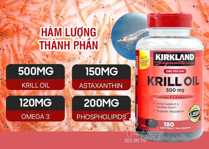Viên uống dầu nhuyễn thể Kirkland Krill Oil 500mg của Mỹ 00