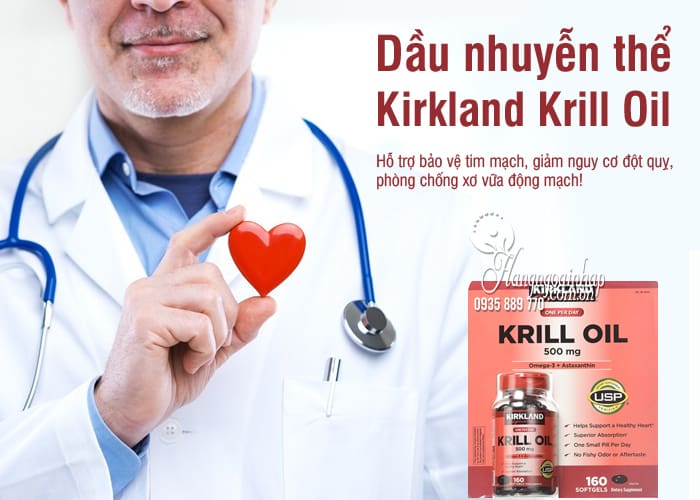 Dầu nhuyễn thể Kirkland Krill Oil 500mg 160 viên của Mỹ  7