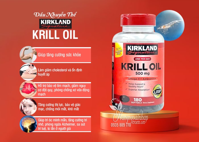 Viên uống dầu nhuyễn thể Kirkland Krill Oil 500mg của Mỹ b7