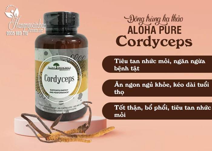 Đông Trùng Hạ Thảo Aloha Pure Cordyceps 90 Viên của Mỹ 9