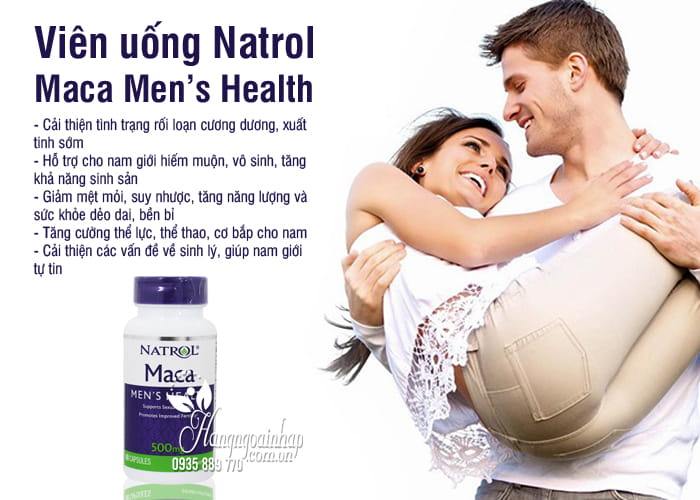 1. Viên uống Natrol Maca Men’s Health 500mg 60 viên của Mỹ - Hỗ trợ sức khỏe và tăng cường sinh lý nam