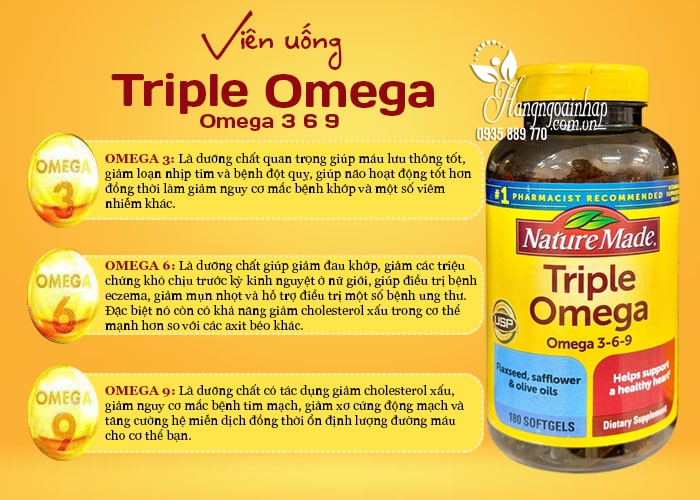 Viên uống Triple Omega 3 6 9 Nature Made 180 viên của Mỹ 67