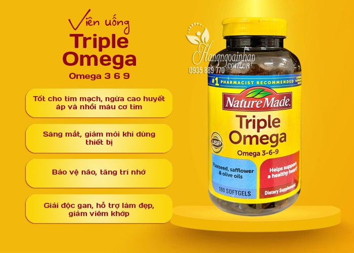 Viên uống Triple Omega 3 6 9 Nature Made 180 viên của Mỹ 78