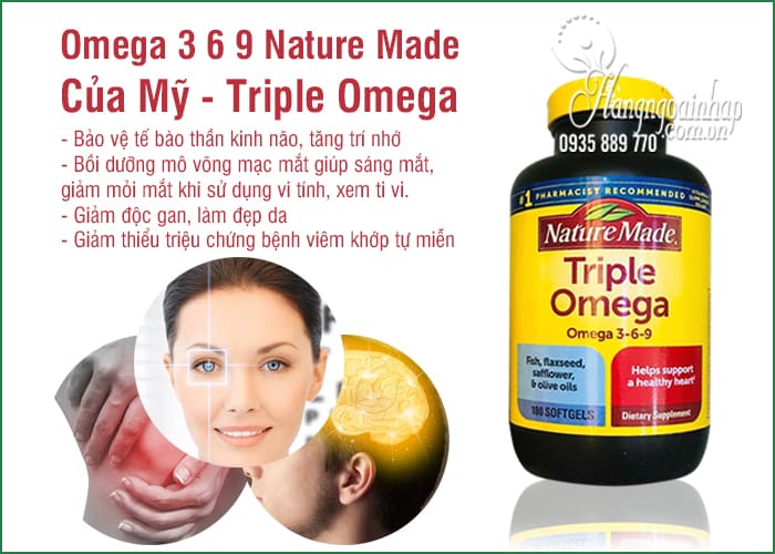 Omega 3 6 9 Nature Made USA - triple omega hộp 180 viên 7 viên