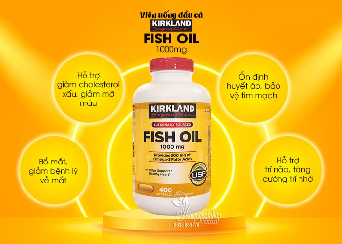 Viên uống dầu cá Kirkland Signature Fish Oil 1000mg của Mỹ 4