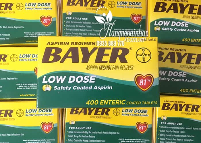 Bayer liều thấp aspirin 81mg thuốc đau tim của mỹ 400v 2