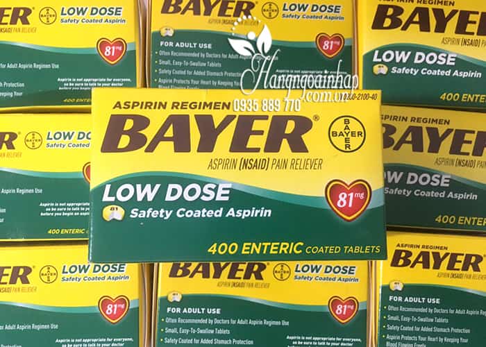 Thuốc giảm đau tim Bayer Low Dose Aspirin 81mg của Mỹ 400v 2