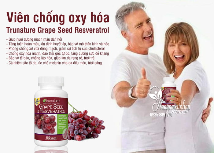 Viên chống oxy hóa Trunature Grape Seed Resveratrol 150 viên 4